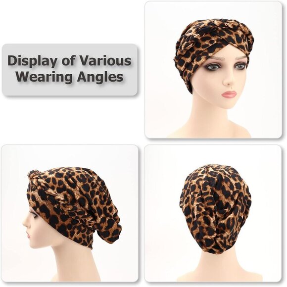 Women Turban Caps Beanie Pre-Tied Twist Headscarf Chemo Hair Cover Lightweight main image 3